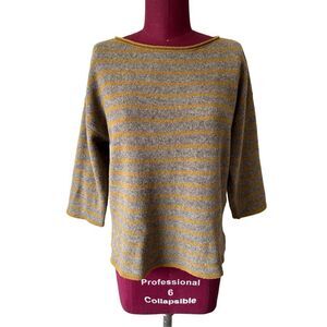 Eileen Fisher Wool Yak Sweater Mustard Gray size XS